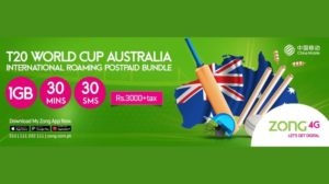 Zong Introduces International Roaming Bundle for Australia on Occasion of T20 World Cup